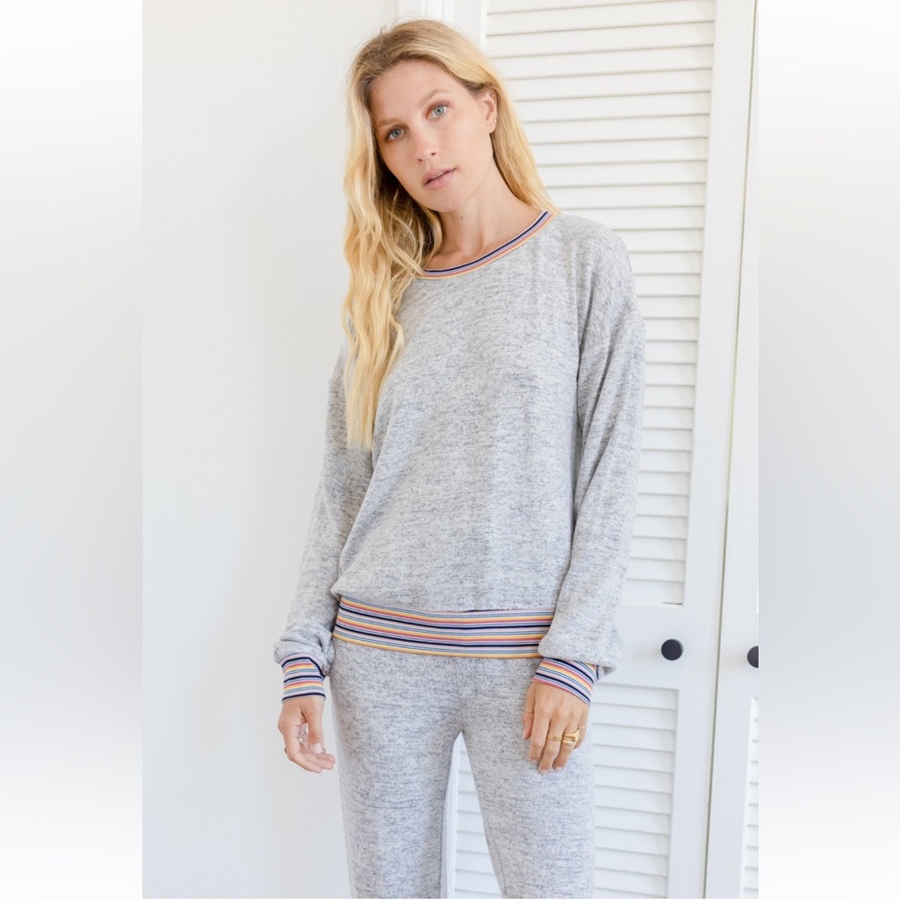103. Jogger Set Multi Color Sweatshirt/Sweatpant Heather Gray Rose Blue Black - Picture 14 of 16